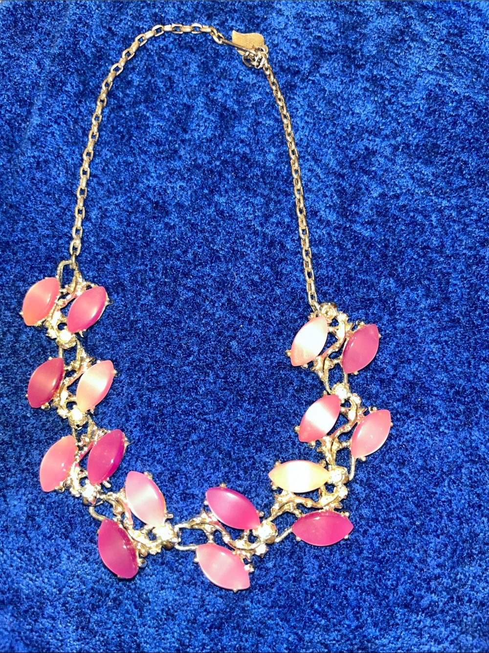Silver Chain Pink Statement Necklace